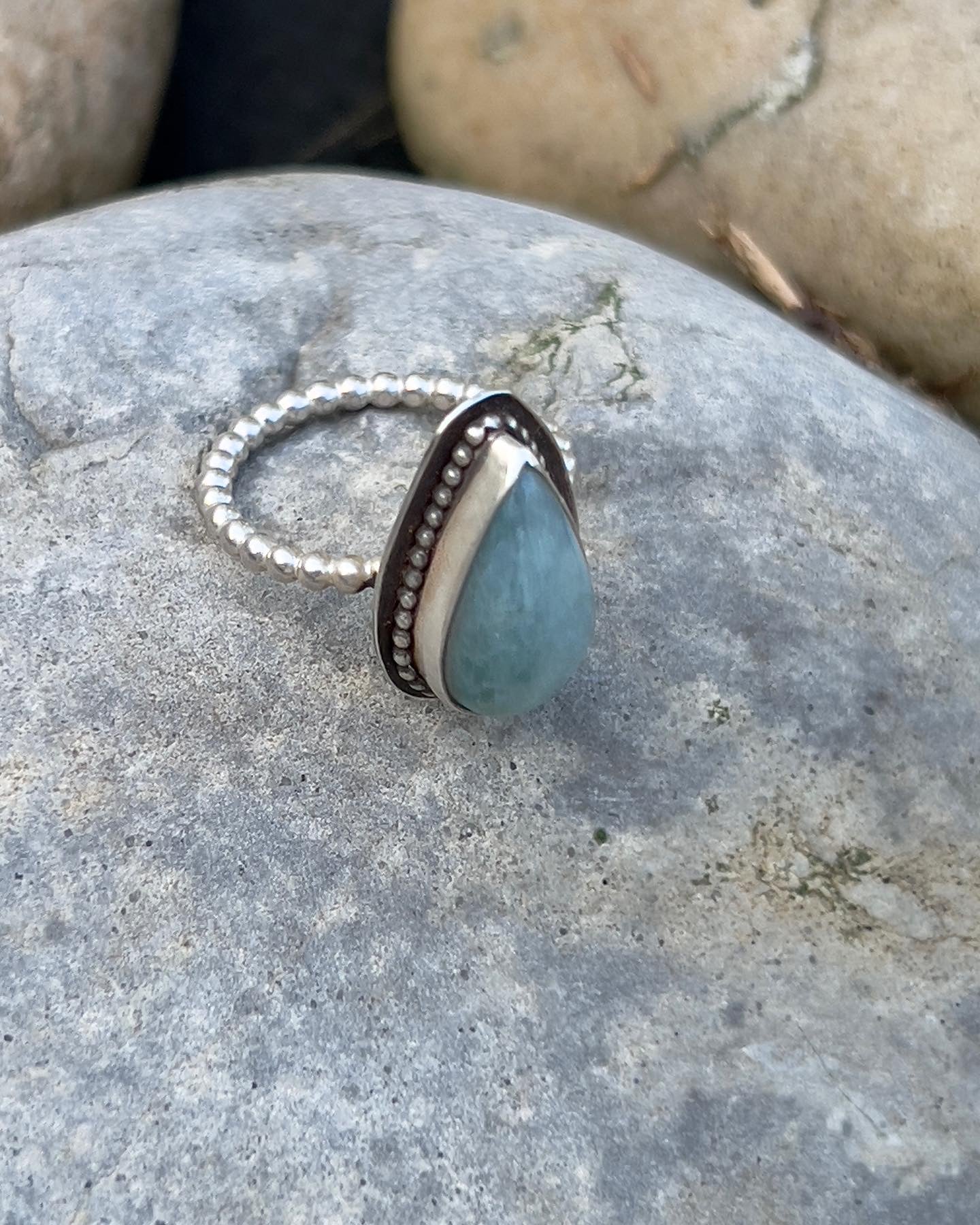 Four Sterling Silver sale Aquamarine Ring